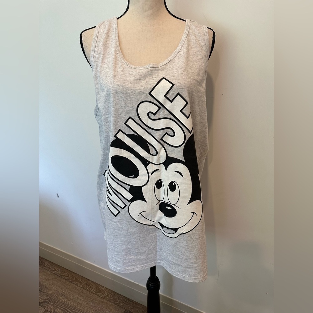 Vintage 80s  Walt Disney Mickey Mouse Epcot Center USA Grey Unisex Tank XL
